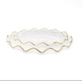 White Alabaster Oval Tray With Gold Ruffled Border (2 Sizes)