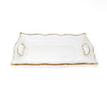 Rectangular Glass Tray with Handles and Gold Rim