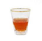 Set of 6 Square Shaped Hammered Glasses with Gold Rim