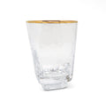 Set of 6 Square Shaped Hammered Glasses with Gold Rim