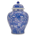 Blue & White Floral Crane Ceramic Ginger Jar